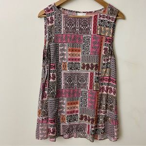 J. Jill Paisley Patchwork Sleeveless Tank Blouse Size Large